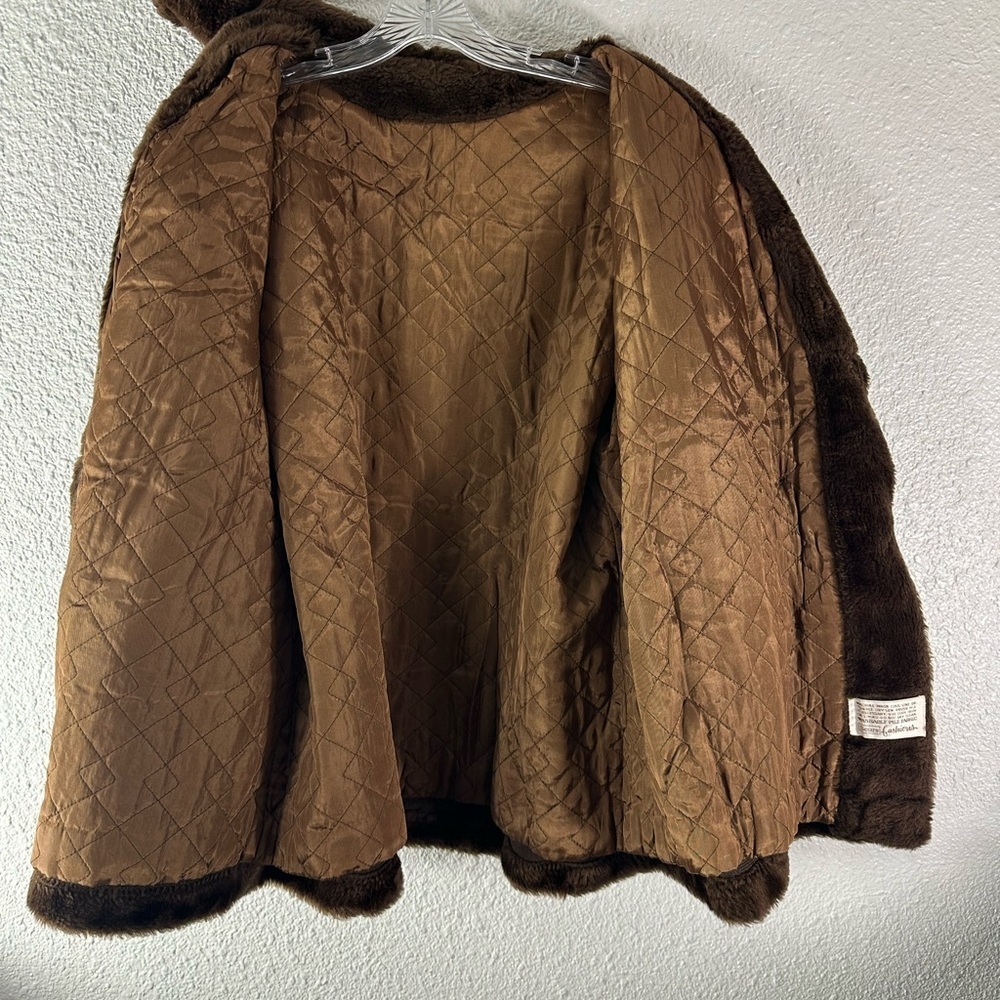 Sears Fashion Vintage Faux Fur Coat Brown Jacket - Picture 8 of 8